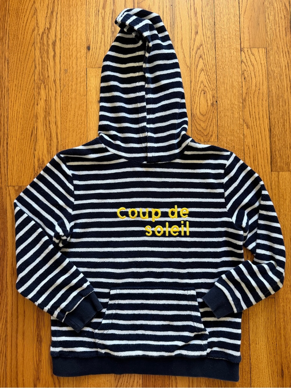 French brand Navy & White Striped fleece Hoodie